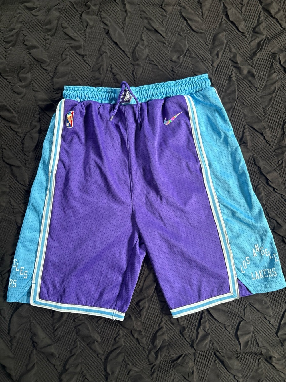 Nike Purple & Teal Los Angeles Basketball kids Shorts XL